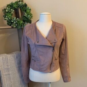 Haute Monde blush faux suede cropped jacket